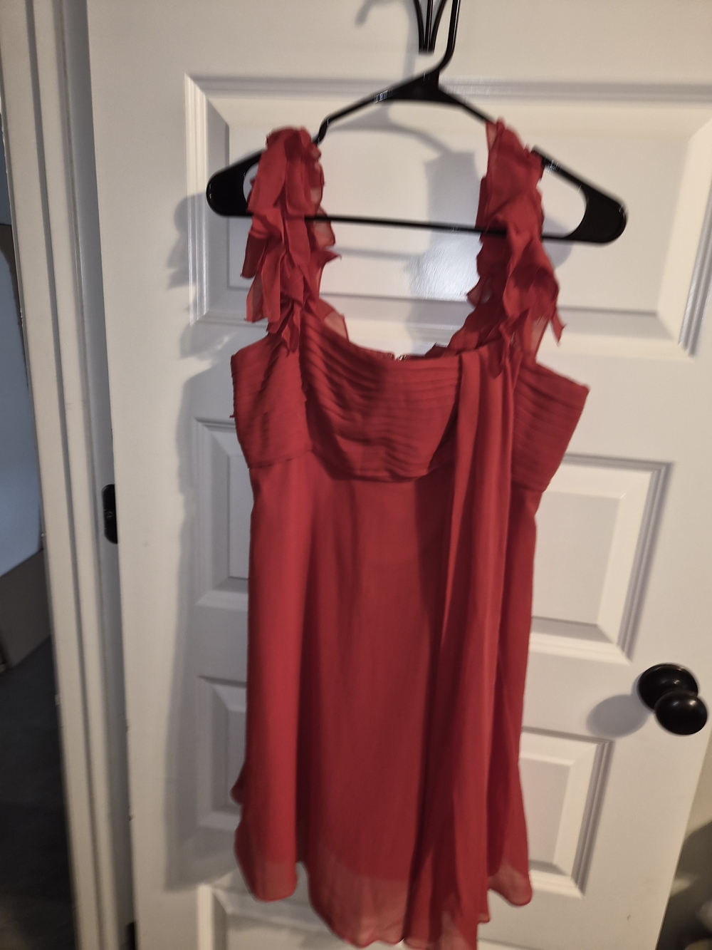 BCBGMaxAzria Red Sleevless Ruffle Dress Size 10